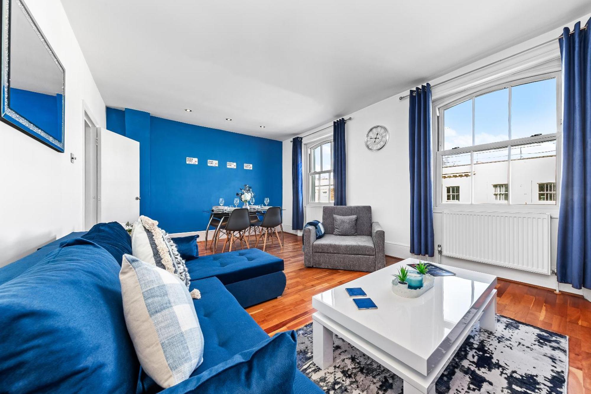 Balcony Blue Theme 1 Bedroom Central London Luxury Flat Near Hyde Park! Accommodates Up To 6! Double Sofa Bed And Next To Station! Экстерьер фото